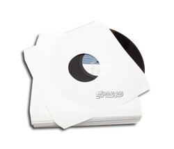Vnitřní bílý papírový obal s oboustranným středovým otvorem a uříznutými rohy na LP desky, sada 10 ks