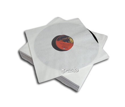 Vnitřní bílý papírový obal Deluxe s plastovým vnitřkem a středovým otvorem na LP desky, sada 10 ks